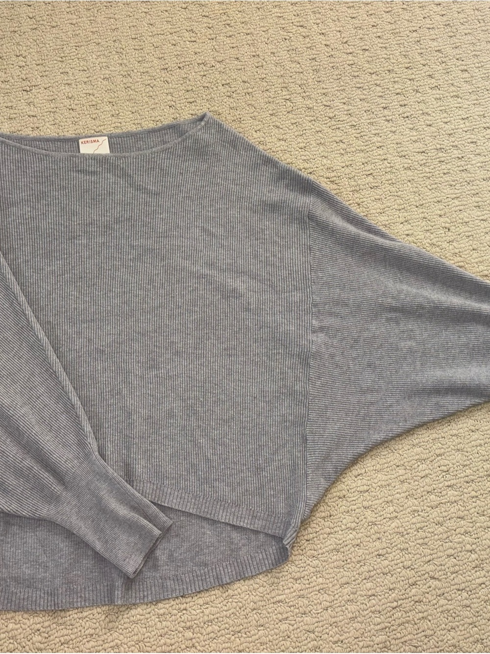 KULE Heather Gray Ribbed Boatneck Sweater